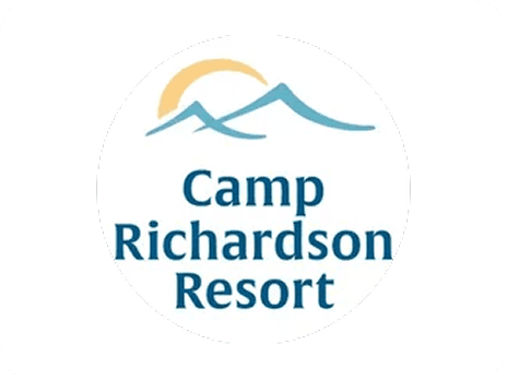 Camp Richardson Resort logo with mountain design.